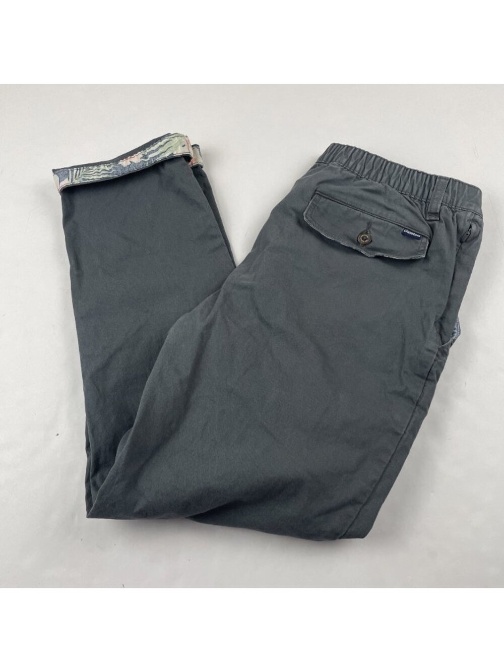 Chubbies Oxford Pants Men’s M Drawstring Casual Elastic Waist Flip Hem Gray Blue